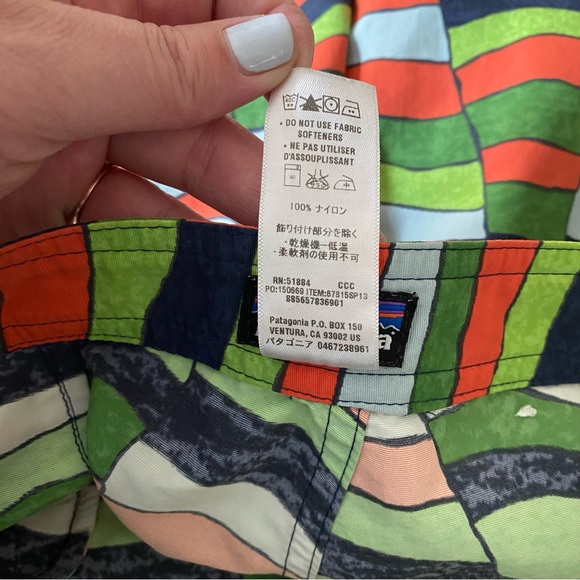 Patagonia Green Orange Blue Print Wavefarer Board Shorts 10 - Picture 14 of 14